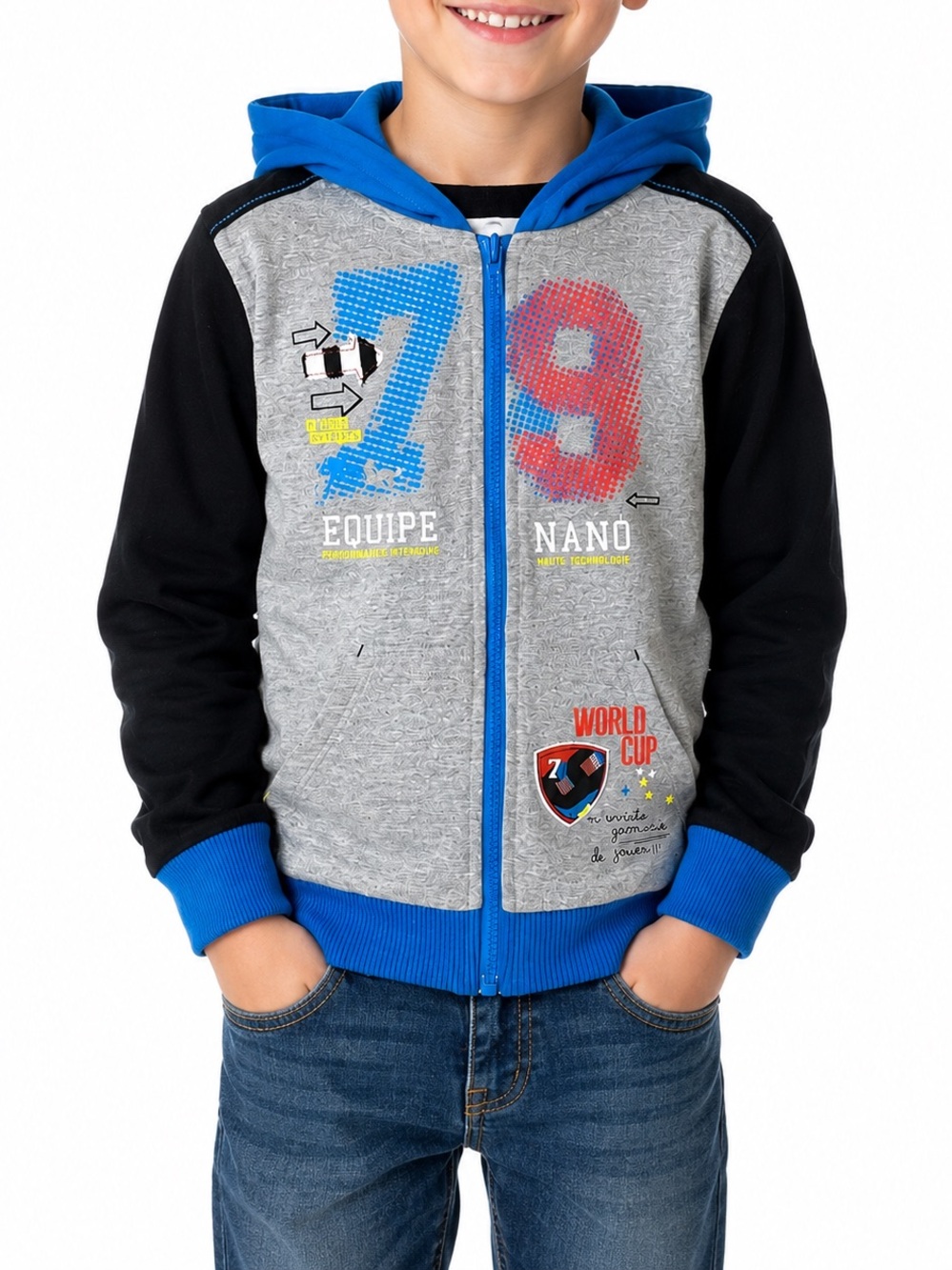 Nano Nöruk Reversible Hoodie Kids Size 7 Blue Gray Zip-up Hooded Sweater